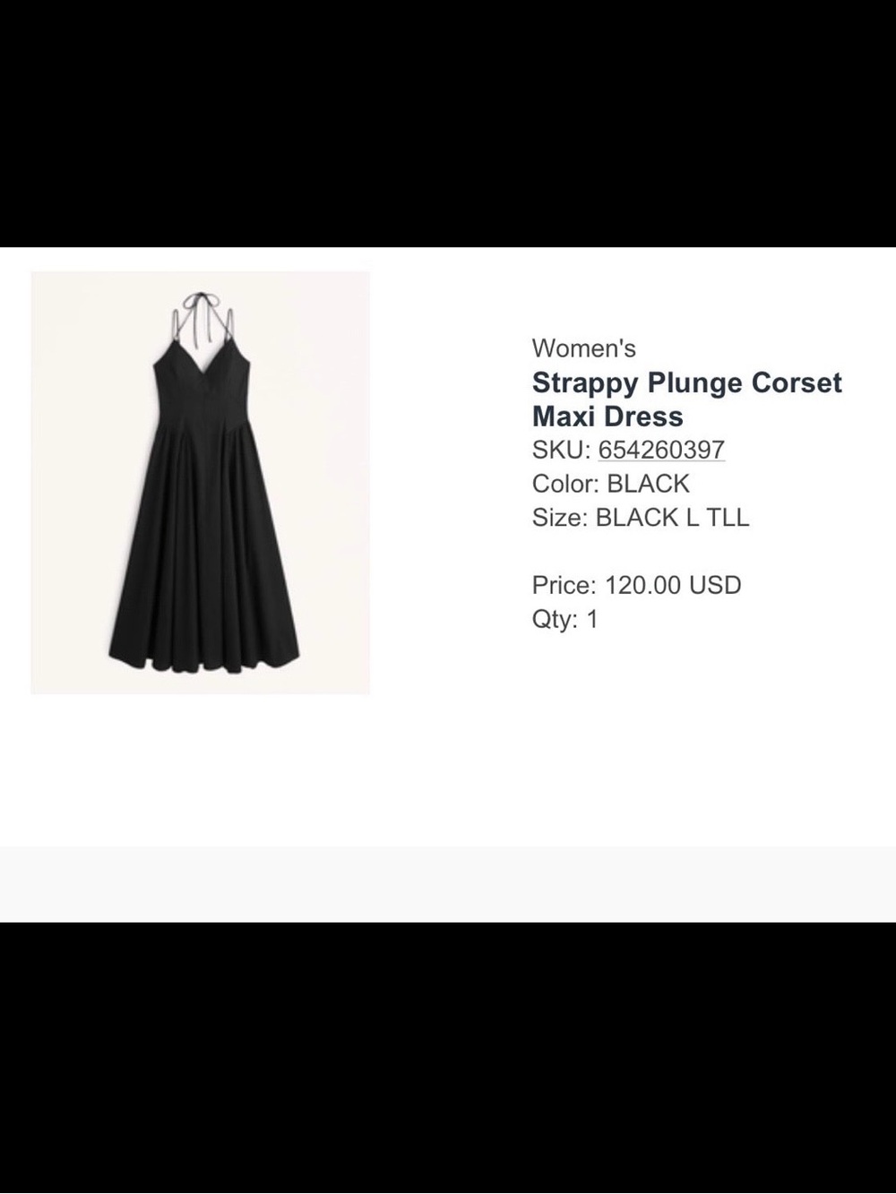 Abercrombie Strappy Plunge Corset Maxi Dress - Black